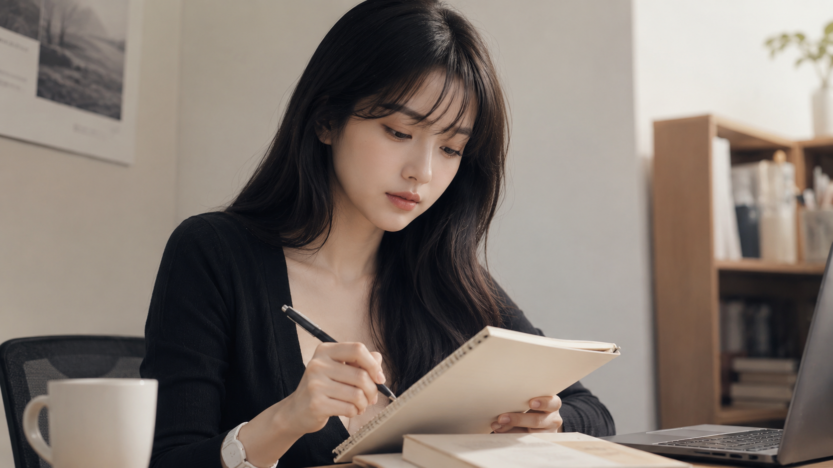 노트에 I know right와 Tell me about it 같은 맞장구 영어 표현을 정리하는 학습 장면